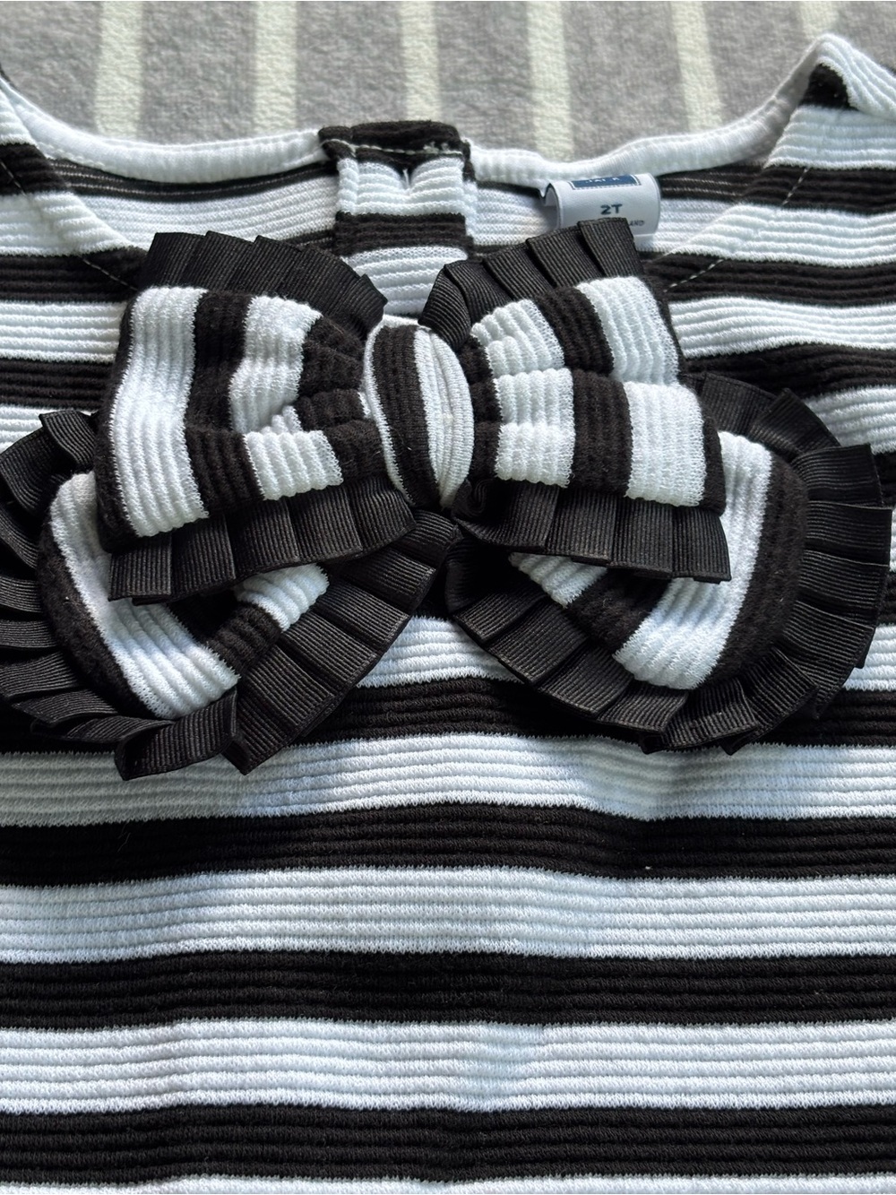 Janie and Jack Dress, 2T, Black and White Striped Bow Girls, Toddlers, NWOT - Picture 3 of 7